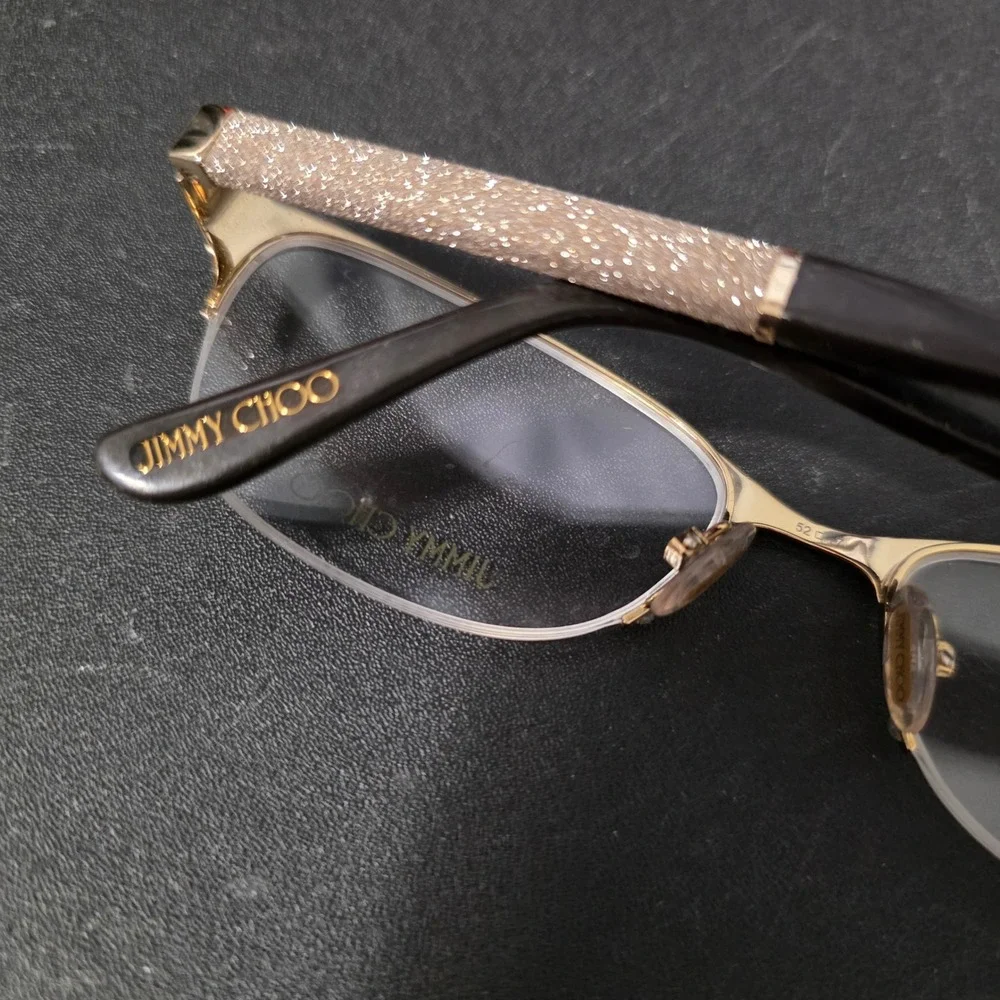 Jimmy Choo JC 106 F62 Womens Brown Gold Glitter Eyeglass Frames 52-17-135